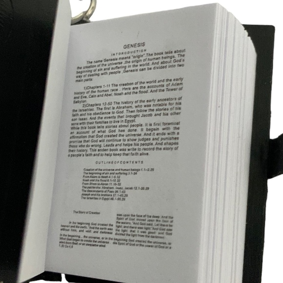 Bible Keychain Turnable Pages Pages Religious Mini Bible Book Pendant Black Gold - Picture 7 of 16
